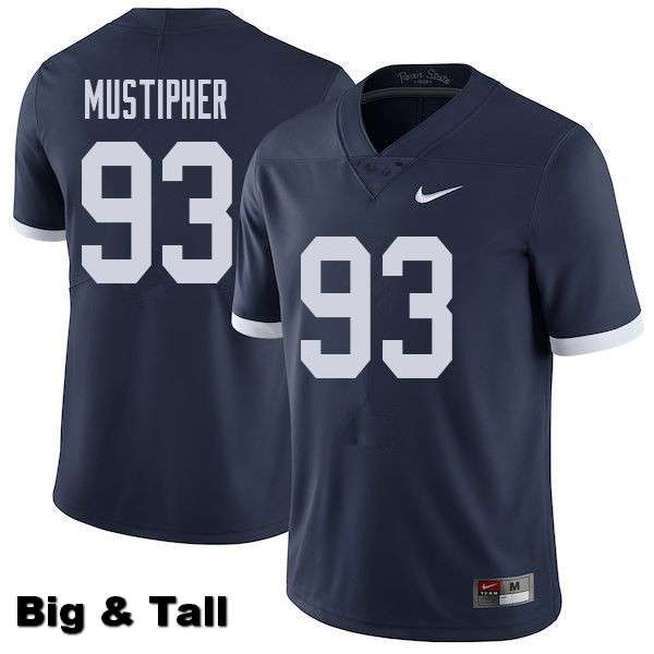 NCAA Nike Men's Penn State Nittany Lions PJ Mustipher #93 College Football Authentic Throwback Big & Tall Navy Stitched Jersey NOO5598WV